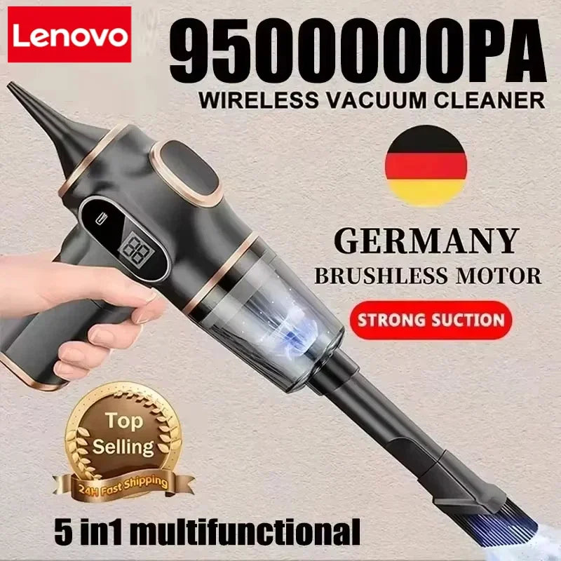 Kabelloser Staubsauger Lenovo 9500000Pa, Dual-Use für Zuhause, Hochleistungs-Haushaltsgerät mit Display, zur Reinigung von Teppichen, Sofas und Autos
