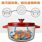 Pentola per zuppa domestica Pentola smaltata con coperchio Smalto ceramico Resistente al calore Due orecchie Pentola antiaderente Fornello a induzione a gas Utensili da cucina