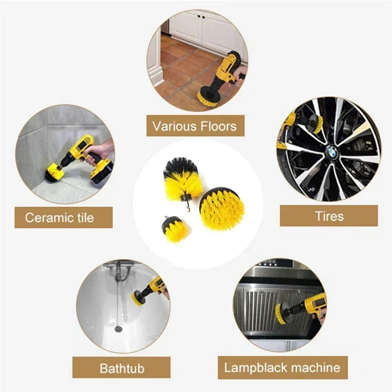 3/5 pezzi kit spazzola per trapano elettrico spazzola per pulizia elettrica per moquette superficie del bagno vasca mobili doccia piastrelle pneumatici strumento di pulizia