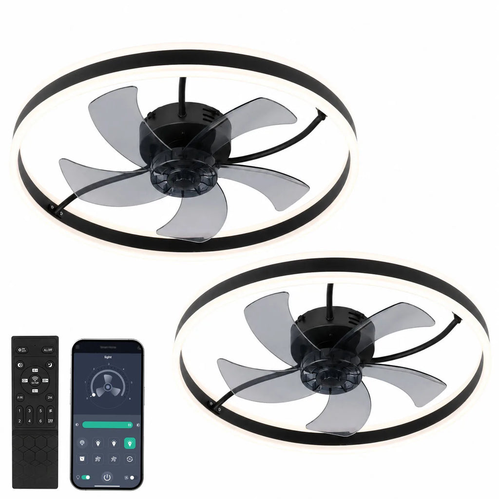 Ventilatore da soffitto con luce LED 50 cm Oraymin moderno telecomando dimmerabile 6 velocità