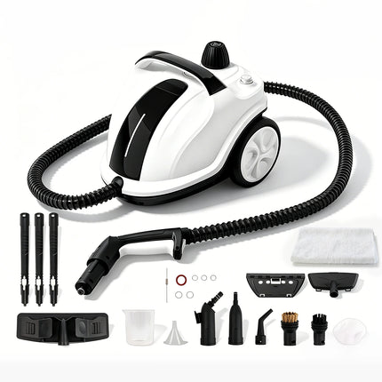 Podofo Pulitore a Vapore Elettrico 2000W, Alta Pressione e Temperatura 5 Bar, Sterilizzazione e Disinfezione, Pulitore a Vapore per Auto con Caldaia in Acciaio Inox da 2.0L, Senza Prodotti Chimici, Igienizzante per Pavimenti