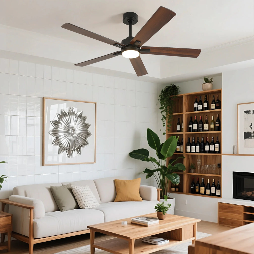 Ventilatore da Soffitto 52'' per Piccoli Ambienti: Ventilatori da Soffitto Moderni con Luce e Telecomando - Motore DC Reversibile Silenzioso Dimmerabile con 6 Velocità