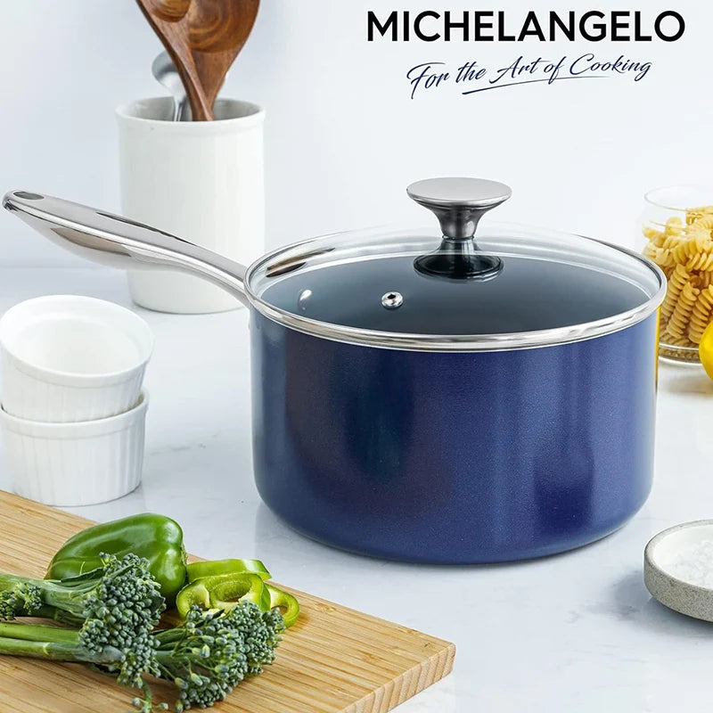 MICHELANGELO Antihaft-Aluminium-Soßenpfannenset, Milchtopf für zu Hause mit Edelstahlgriff, Suppentopf, Kochgeschirr