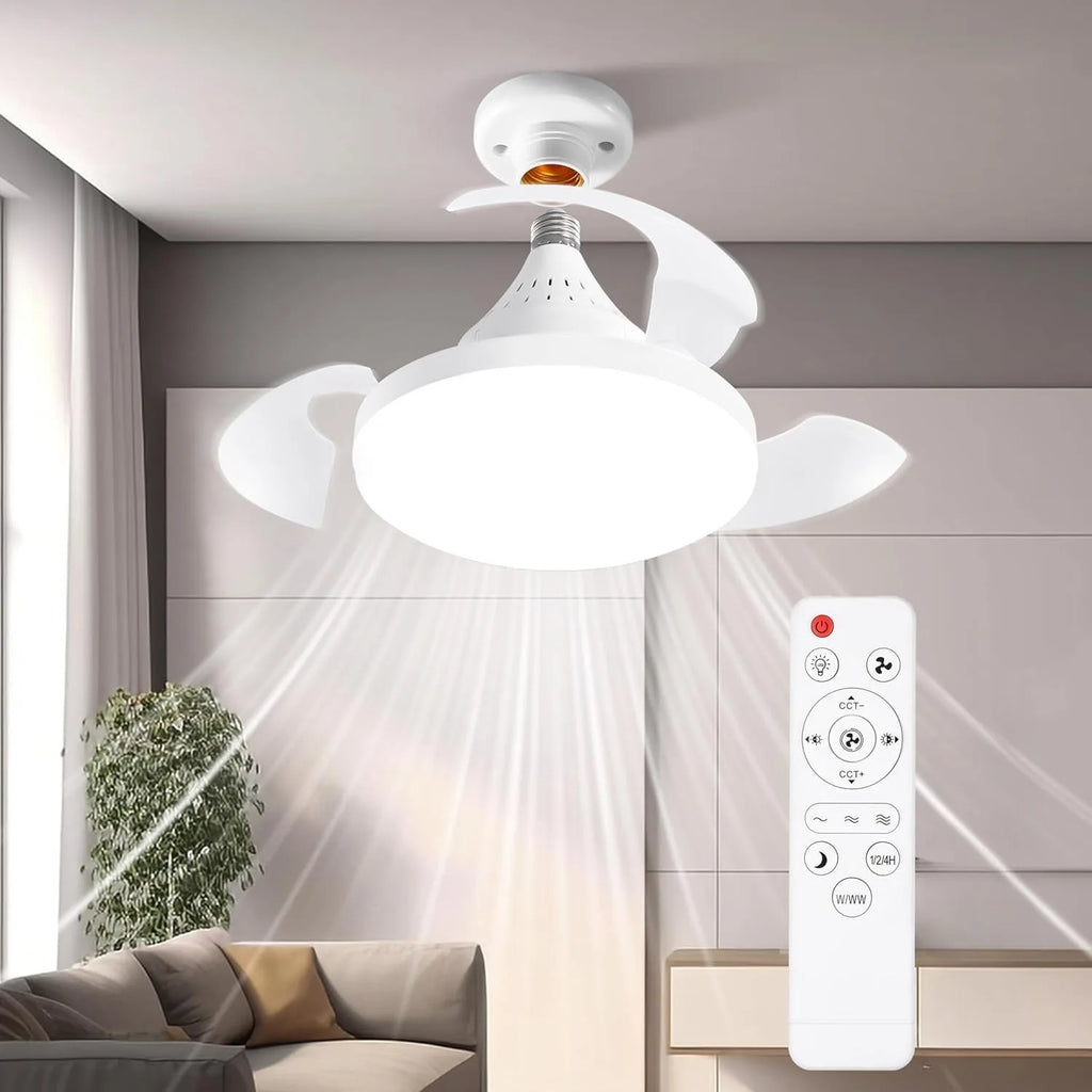 Ventilatore da soffitto JOYINLED con illuminazione e telecomando, pale retrattili a scomparsa, luce dimmerabile, silenzioso, 3 velocità per camera da letto