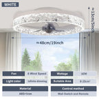 Ventilatore da Soffitto Intelligente XINGOO con Luce e Telecomando, Ventilatore Decorativo per Camera da Letto, Ventilatore a 6 Velocità con Luce LED Circolante