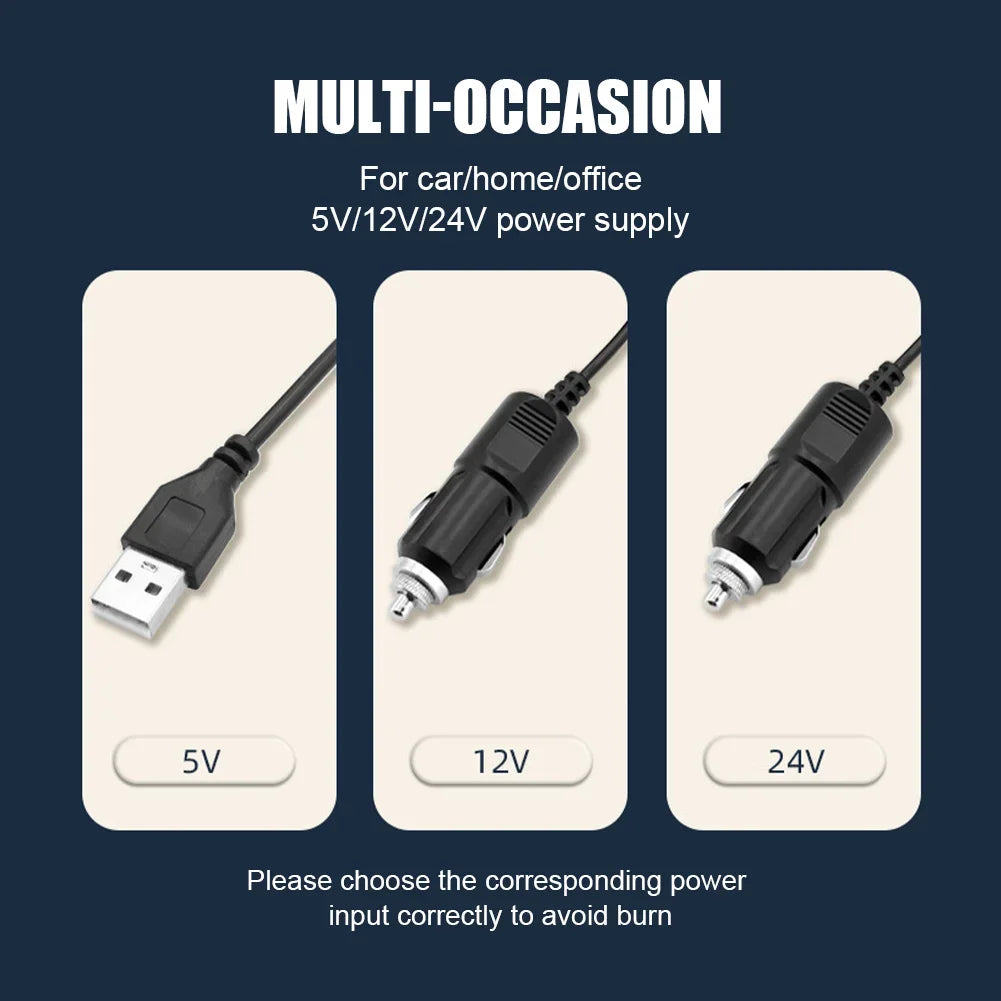 Ventola di Raffreddamento Elettrica per Auto 5V 12V 360° °   Ventilatore USB Multifunzione a Doppia Testa Regolabile, 2 Velocità, per Auto, Casa e Campeggio