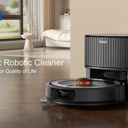 Teendow D10S Max 2600Mah Robot Vacuum Cleaner and Mop with Auto-Empty Station 4500Pa Powerful Suction 3L Dust Bag Smart Mapping