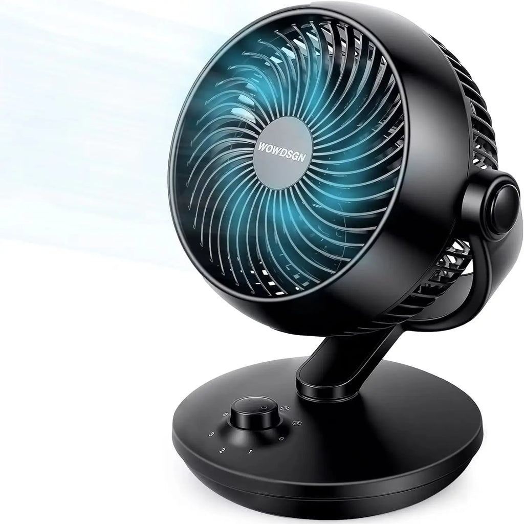 Ventilatori silenziosi WOWDSGN, 6 velocità regolabili, 3 modalità, 22 dB, neri, timer da 9 ore, ventilatore da tavolo per scrivania da ufficio per studenti, cucine, soggiorno