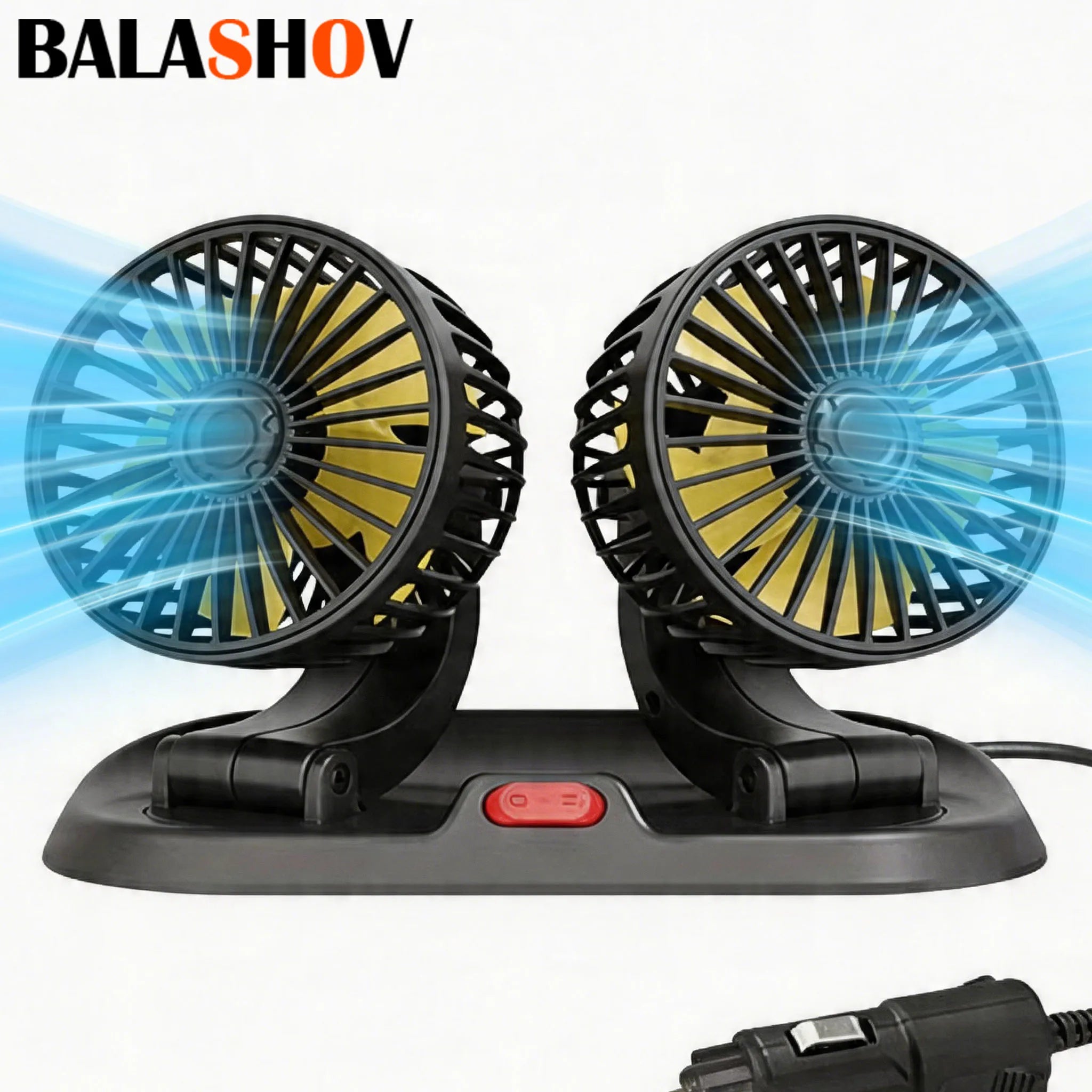 Ventola di Raffreddamento Elettrica per Auto 5V 12V 360° °   Ventilatore USB Multifunzione a Doppia Testa Regolabile, 2 Velocità, per Auto, Casa e Campeggio