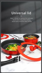 COOKER KING Set di Padelle Antiaderenti con Manico Rimovibile, Rivestimento per Alimenti, Pentola per Cottura a Induzione, Padella per Bistecche e Omelette