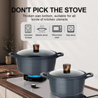 Donnor Set di pentole da 15 pezzi Set di pentole antiaderenti serie Wave Casseruola con rivestimento in granito Utensili da cucina senza fumo