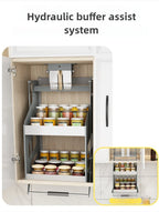 Scaffale Sollevabile Salvaspazio, Armadietto a Muro Estraibile, Scaffale Organizzatore, Scaffali Porta Spezie da Cucina, Mobili Multifunzionali per Cucina