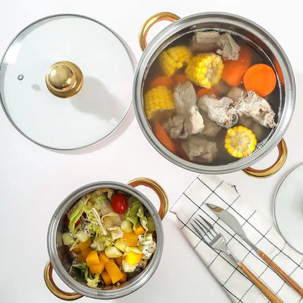 Set di pentole in acciaio inossidabile da 10 pezzi, pentole a induzione, utensili da cucina antiaderenti, casseruola in acciaio inossidabile con coperchio