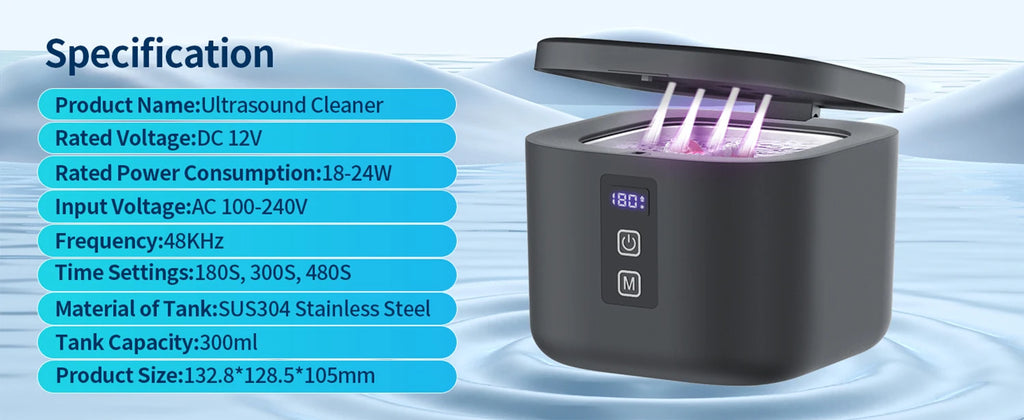 KUNPHY Ultraschallreiniger Schmuckreinigungsset UV-Licht-Sterilisations-Sonic 48kHz für Uhren, Kontaktlinsen, Brillen, Zahnersatz, Zähne