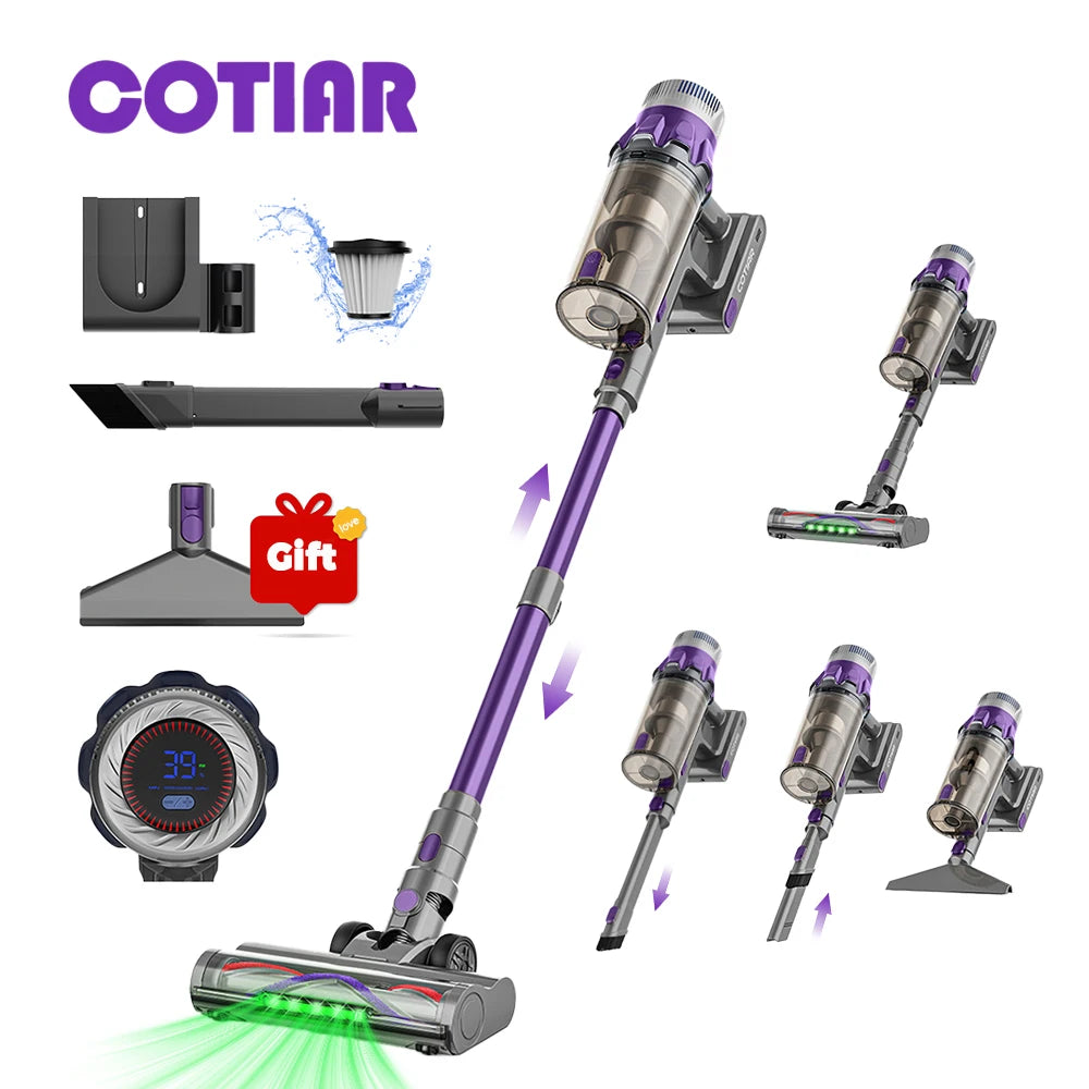 Cotiar 650W 60kPa Kabelloser Staubsauger Stielstaubsauger Handstaubsauger 70 Minuten Laufzeit Multifunktional S25