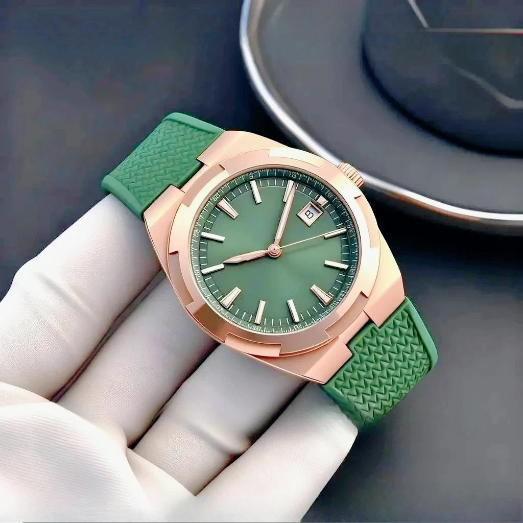Moderne und elegante Herren-Sportuhren mit automatischem mechanischem Uhrwerk, präzisem und zuverlässigem Uhrwerk, internationalem Reise-Stil, schwarzem und blauem Zifferblatt