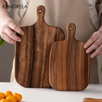 Holzschneidebrett mit Griff für Fisch, Käse, Brot, Dessert, Obst und Gemüse – Langlebiges und elegantes Design und lebensmittelecht