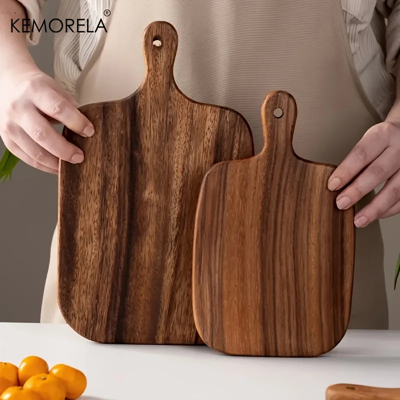 Holzschneidebrett mit Griff für Fisch, Käse, Brot, Dessert, Obst und Gemüse – Langlebiges und elegantes Design und lebensmittelecht