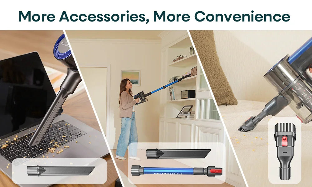 Erabros EV2 Cordless Vacuum Cleaner 450W 55kpa, High Suction Power, Smart Home Cleaner with LED Display, for Floors and Carpets