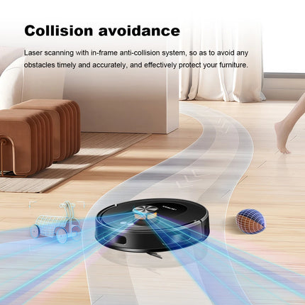 Liectroux T9 Robot Vacuum and Mop with LDS Navigation, 6500Pa Powerful Suction, Auto-Empty Station, Multi-Floor Mapping, Carpet Boost, Tangle-Free Brushes, 2.4/5GHz WiFi