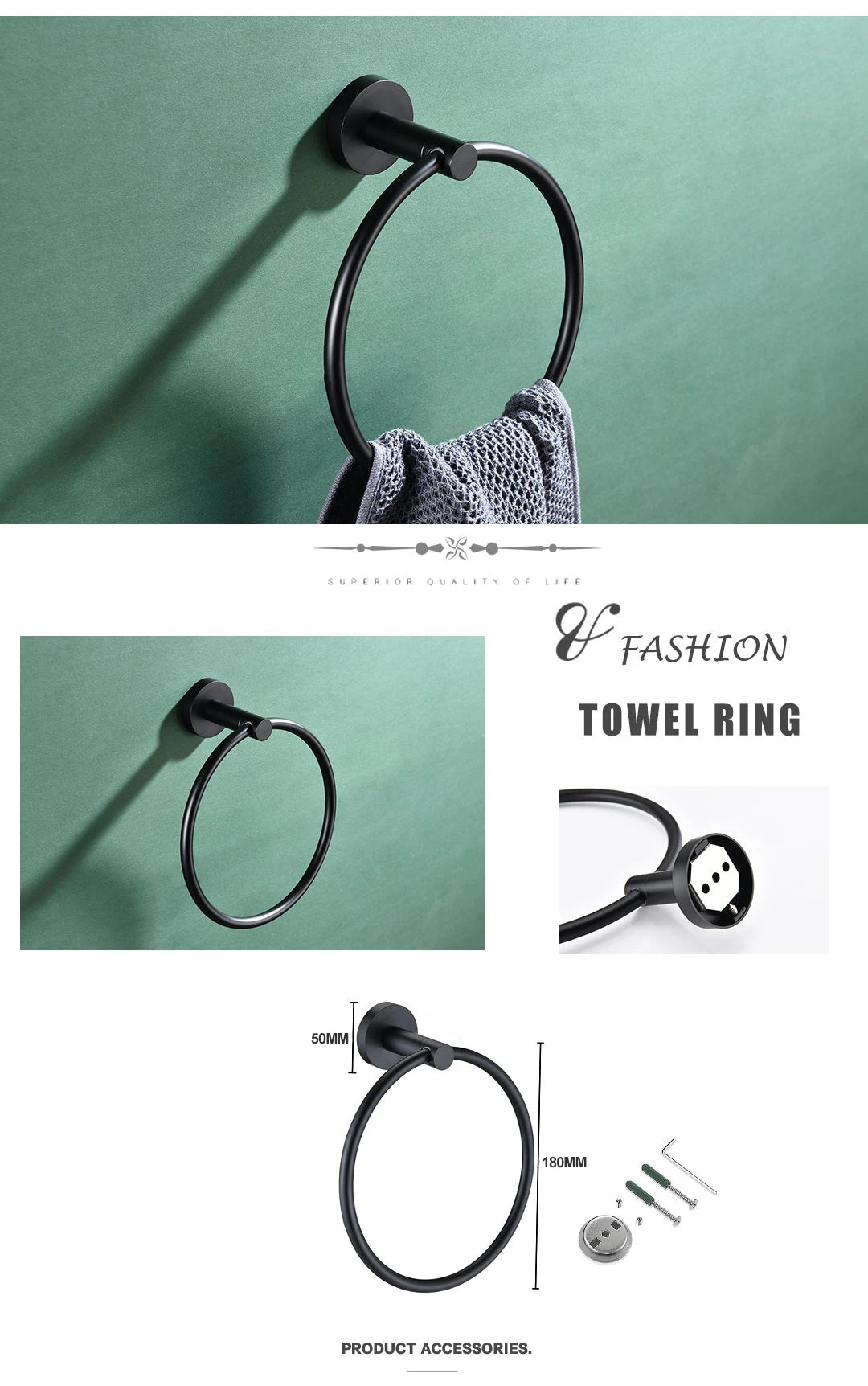 Portasciugamani da parete in acciaio inossidabile nero opaco Portasciugamani Portasapone Porta carta igienica Ganci per asciugamani Accessori per il bagno