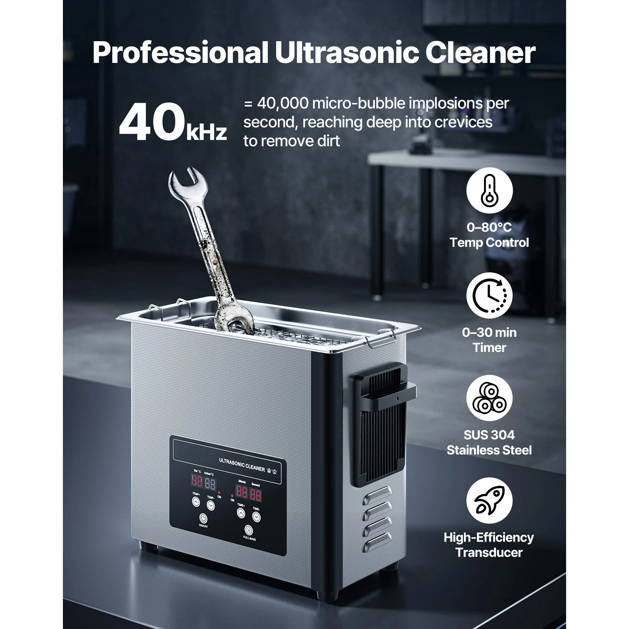 SucceBuy Ultraschallreiniger 6L 10L 15L 30L aus Edelstahl, Ultraschallreinigungsmaschine für Uhren, Rasierer, Schmuck, Münzen