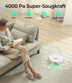 Redkey R10 Saugroboter, LiDAR-Navigation, App-Steuerung, 4000PA Saugkraft, Intelligente Wischfunktion, Boden- und Teppichreiniger (1000W)