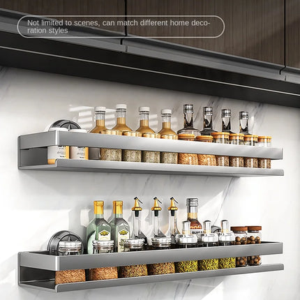 Kitchen storage with suction cup, wall-mounted condiment bottle rack, multifunctional spice rack, no drilling required