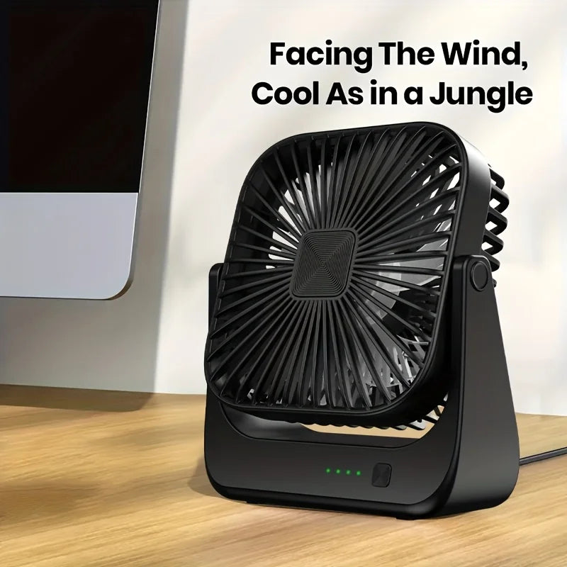Mini ventilatore portatile USB da tavolo, flusso d'aria potente e funzionamento silenzioso, 4 velocità, vento a 180° ° Ventilatori da terra girevoli per la casa
