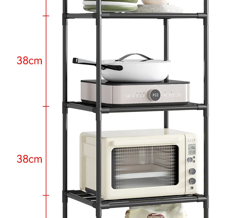 Scaffale da pavimento multistrato da cucina, scaffale da parete integrato rimovibile per uso domestico