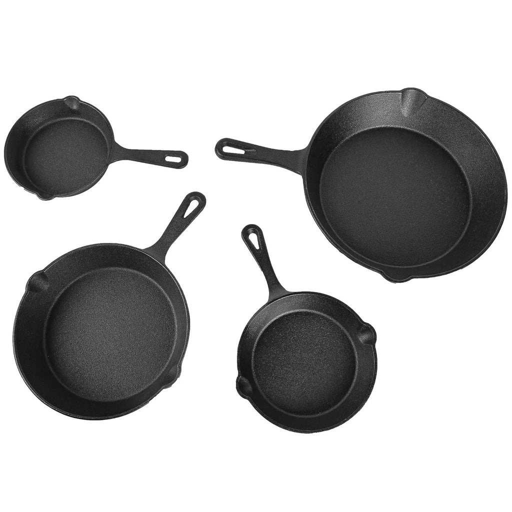 Set di 4 padelle in ghisa non rivestita, padelle di diverse dimensioni 14/16/20/26 cm, pentole con ritenzione uniforme del calore, compatibili con induzione, gas e fuoco aperto per cucinare in cucina