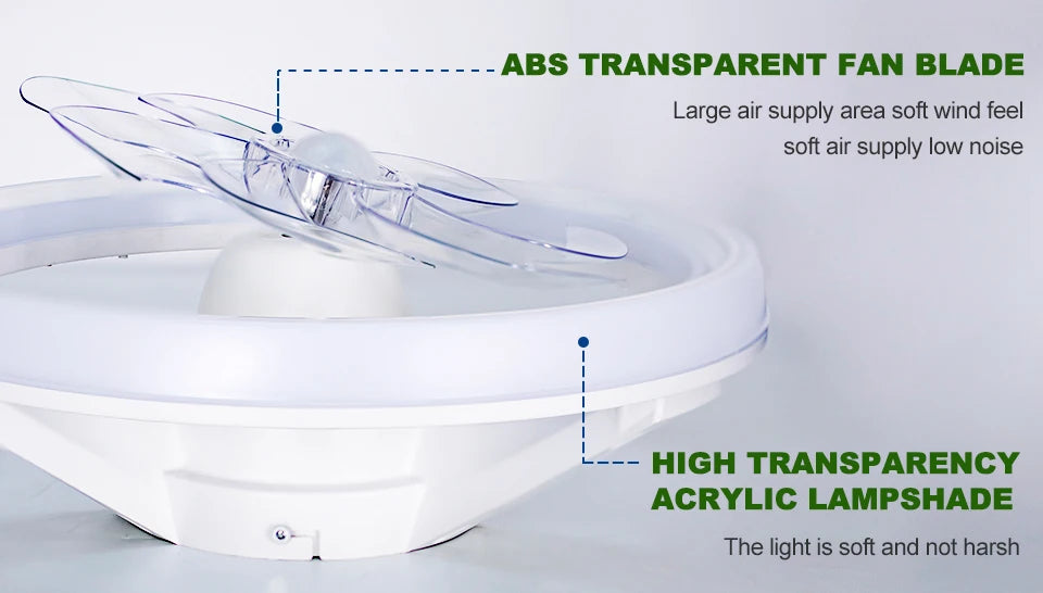 Ventilatore da soffitto a LED intelligente con altoparlante 360 °   Lampadario rotante moderno RGB con telecomando APP, lampadario a 6 velocità per interni domestici