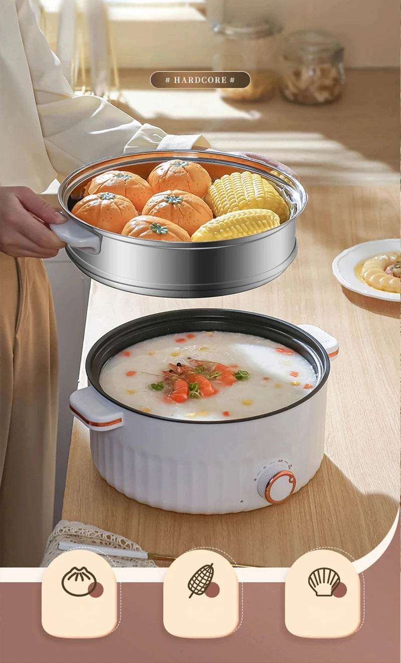 Tragbarer Multifunktions-Elektroherd Zweischichtiger Hot Pot für den Haushalt Antihaftbeschichteter Mini-Kochtopf für Küche und Haushaltsgeräte