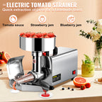 SucceBuy Elektrischer Passierer für Tomaten, 370W, professioneller Tomaten-Entsafter aus Edelstahl, 90-160 kg/h