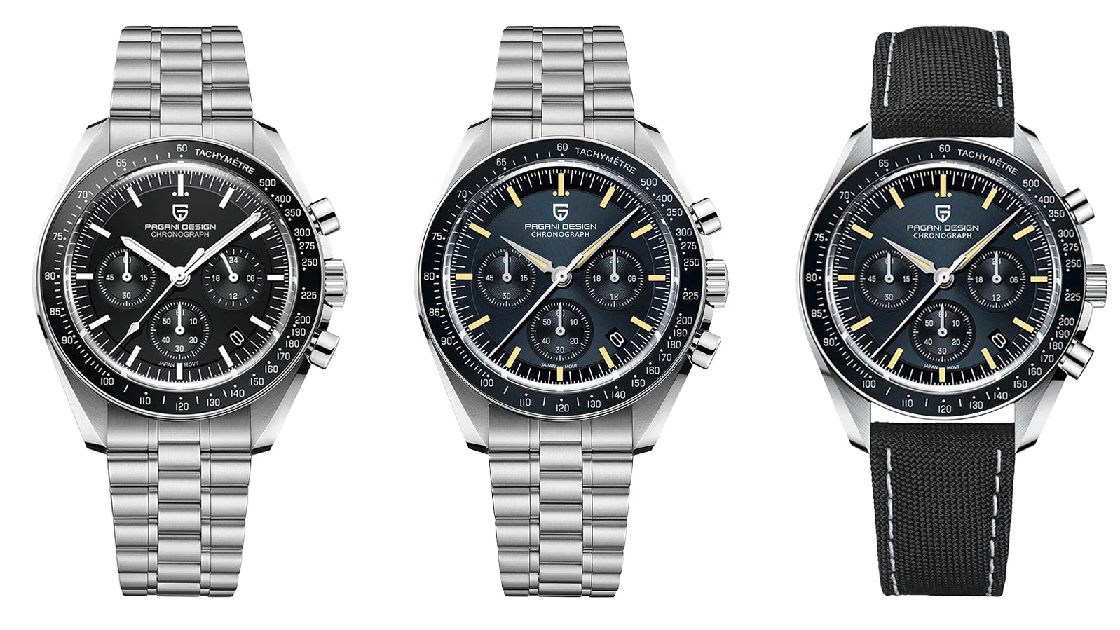 PAGANI DESIGN Orologio da Polso Uomo Quarzo Cronografo Luna Vetro Zaffiro Modello PD-1701-EU