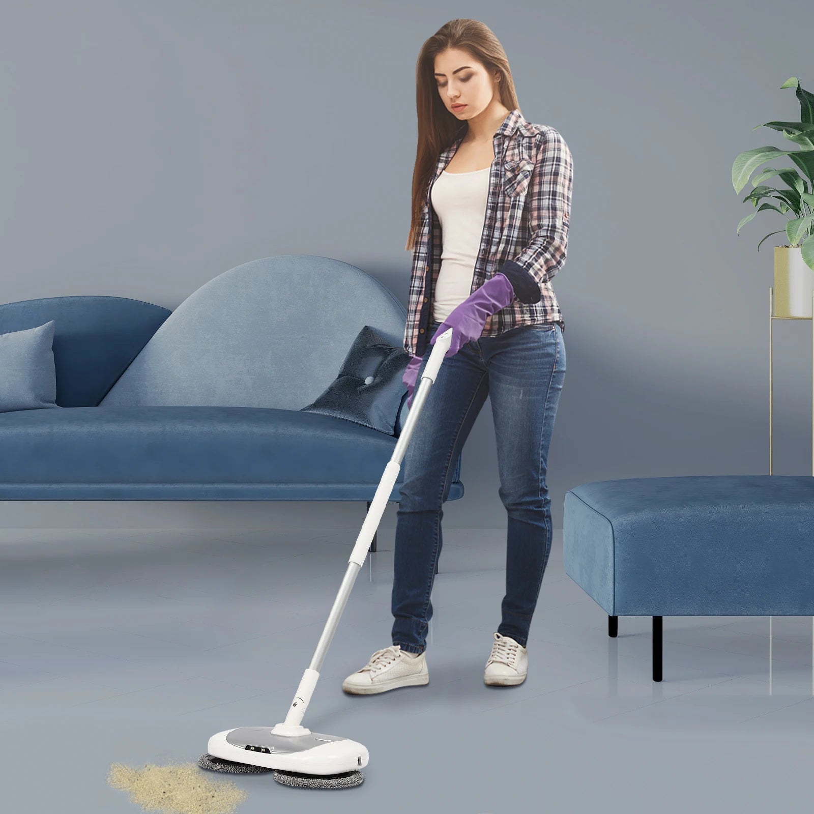Kabelloser elektrischer Wischmopp mit Eimer zur Reinigung, wiederaufladbarer Bodenreiniger für Parkett, Fliesen und Laminat
