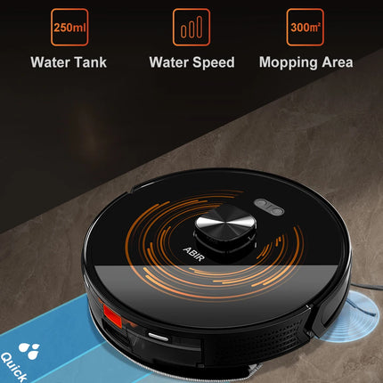 ABIR K30 Robot Vacuum Cleaner, Automatic Emptying Station, Lidar Laser, 6500PA Suction, Multi-Floor Mapping, Smart Home Appliance for Dry and Wet Cleaning