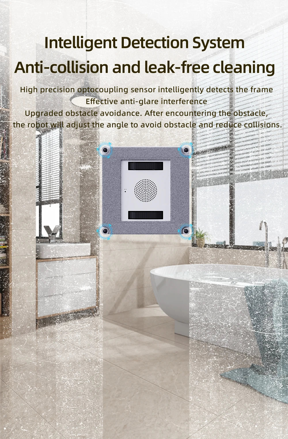 Liectroux YW509 Fensterputzroboter, 4-Wege-Wassersprühsystem, Fensterputzroboter für Glasböden, Glaswände, Fensterstaubsauger, intelligente Navigation, dreifaches Sicherheitssystem