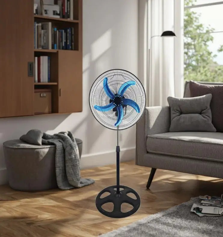 Ventilatore da terra con base, regolabile in altezza, funzione di oscillazione, silenzioso, tre velocità, raffreddamento rapido, potente, ideale per rinfrescare la casa in estate