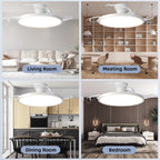 IRALAN Plafoniere con ventilatore Pala del ventilatore retrattile intelligente Ventilatore elettrico domestico dimmerabile con telecomando Luce da soggiorno a LED