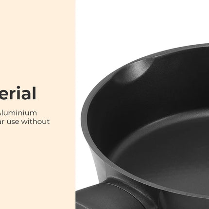 Induction pan with lid, sauté pan, high-sided pan, 28 cm / 3.8 L cooking pot with anti-scald handles