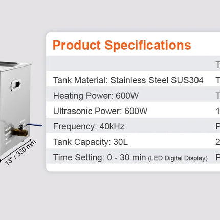 SucceBuy 2L 3L 6L 10L 22L 30L Pulitore ad ultrasuoni Acciaio inossidabile Pulizia portatile Lavatrice Elettrodomestico ad ultrasuoni
