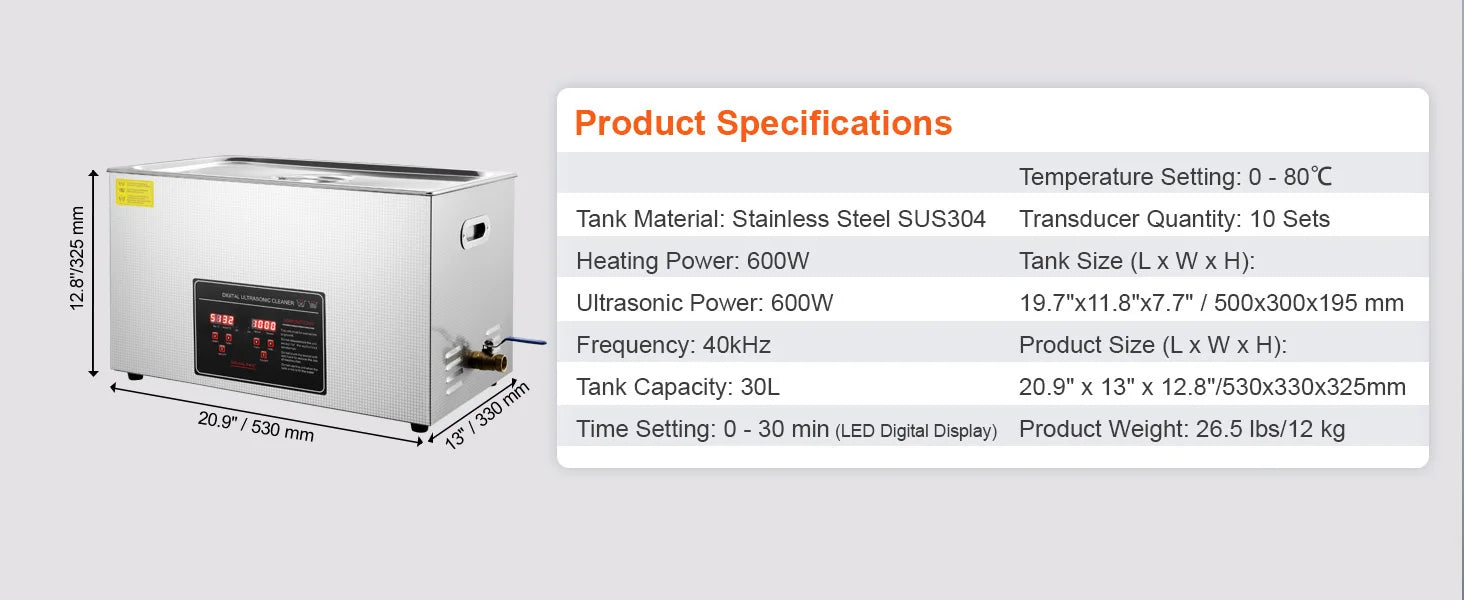 SucceBuy 2L 3L 6L 10L 22L 30L Ultraschallreiniger Edelstahl Tragbarer Reiniger Waschmaschine Ultraschall-Haushaltsgerät