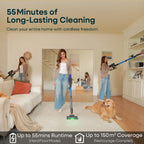 Erabros EV2 Cordless Vacuum Cleaner 450W 55kpa, High Suction Power, Smart Home Cleaner with LED Display, for Floors and Carpets
