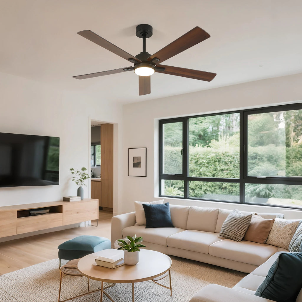 Ventilatore da Soffitto 52'' per Piccoli Ambienti: Ventilatori da Soffitto Moderni con Luce e Telecomando - Motore DC Reversibile Silenzioso Dimmerabile con 6 Velocità