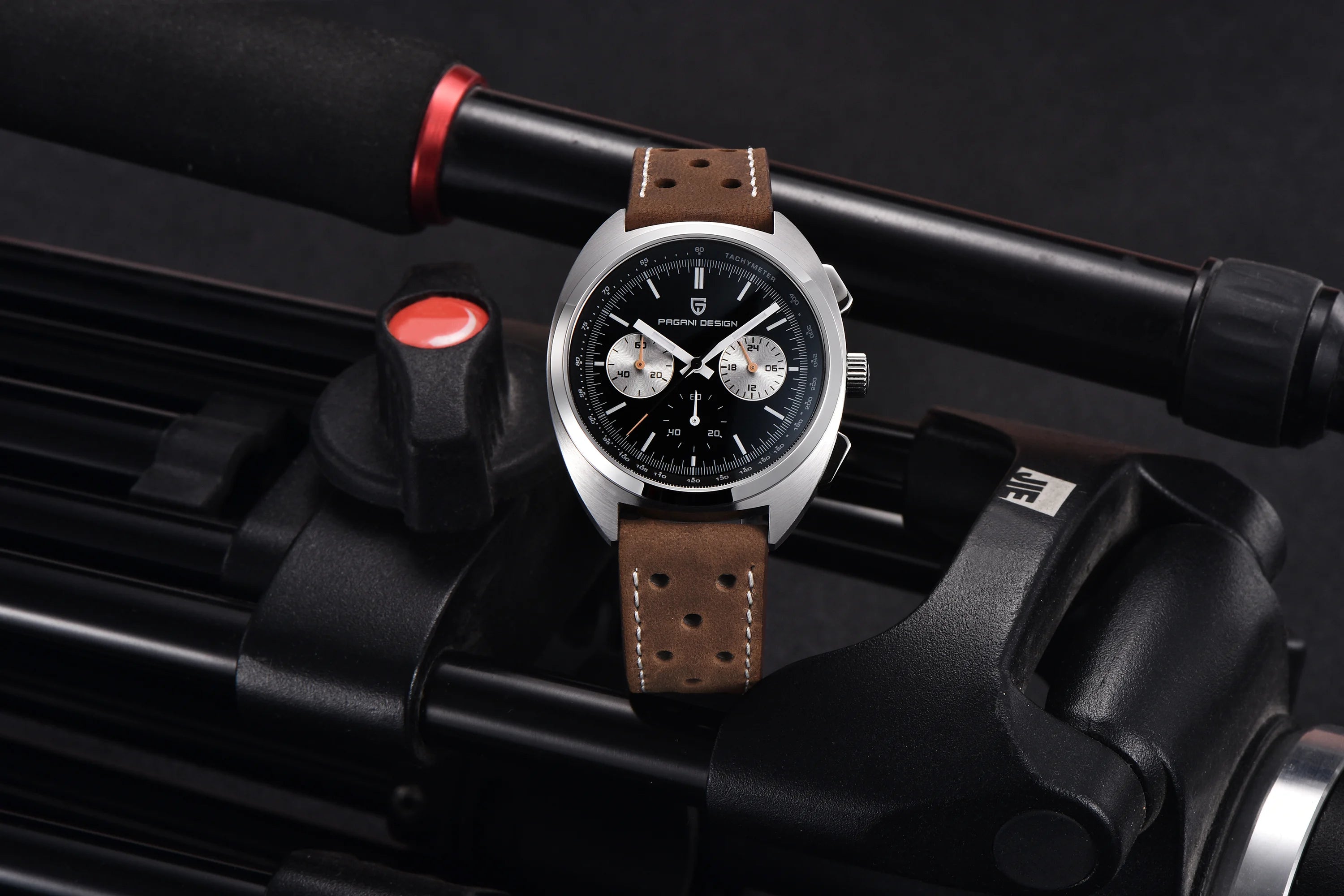 PAGANI DESIGN Orologio da polso al quarzo uomo Retro Panda Cronografo Vetro zaffiro