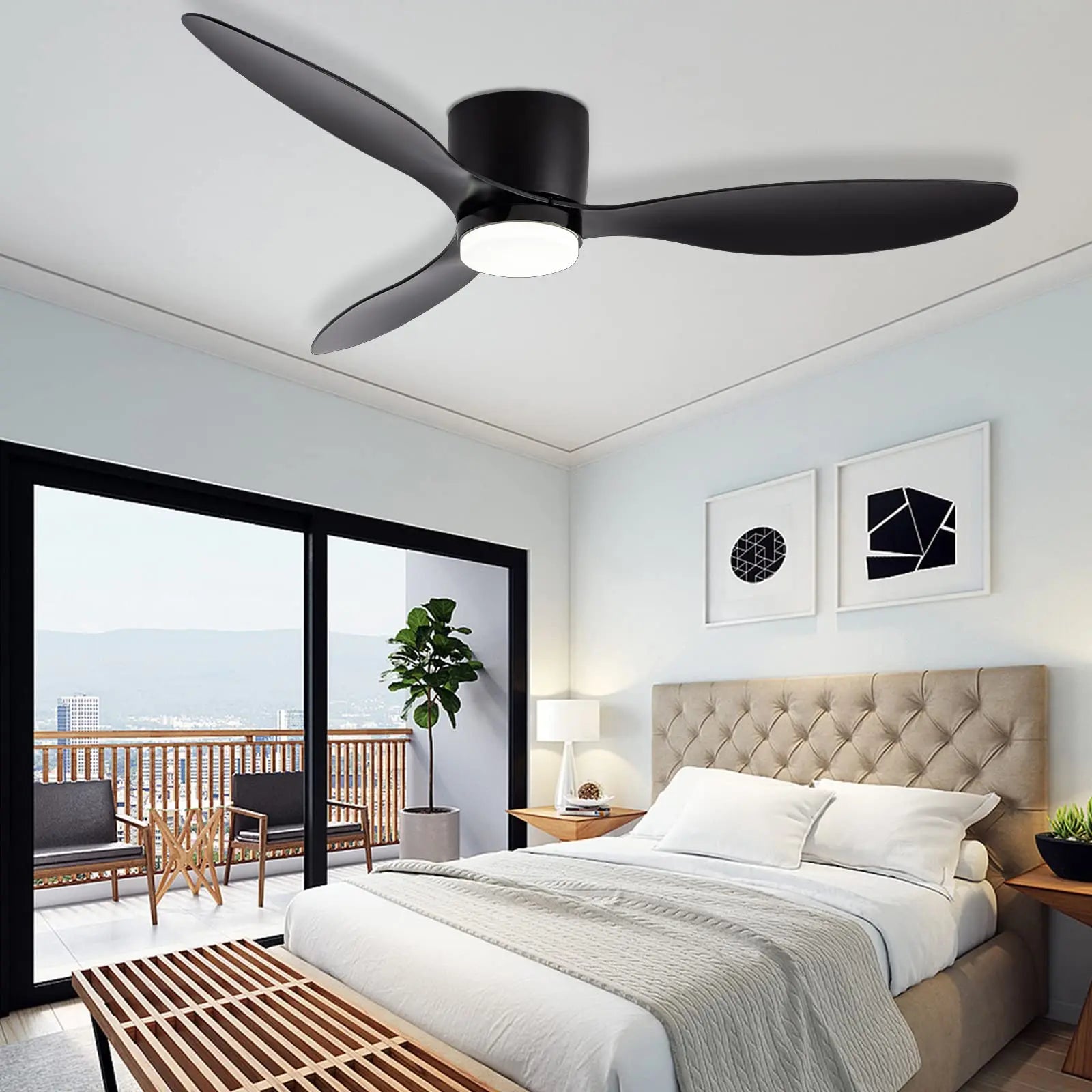 Ventilatore da Soffitto IRALAN con Luce, Motore DC Silenzioso a Risparmio Energetico, 3 Colori Variabili, 6 Velocità Regolabili, per Camera da Letto e Soggiorno