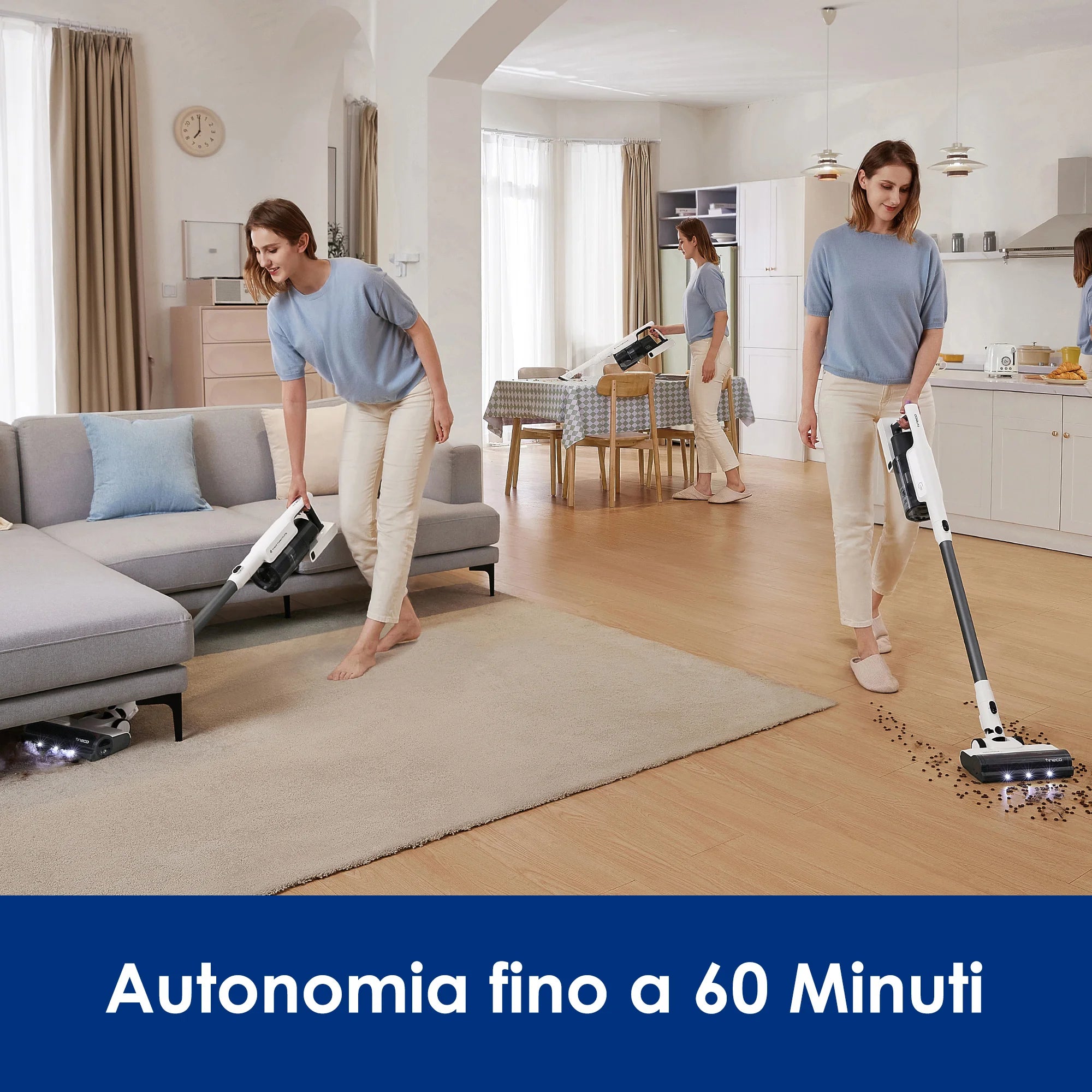 Tineco A30S, Akku-Staubsauger, 160 W Saugleistung, 60 Minuten Laufzeit, 1 L Staubbehälter, ZeroTangle-Bürste, PureCyclone-Technologie, LED-Licht