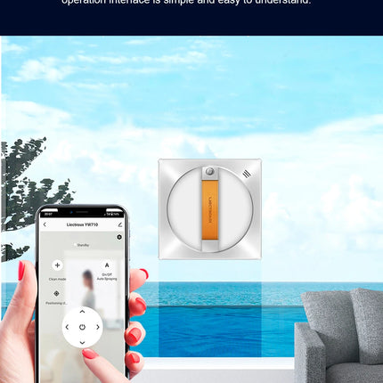 Liectroux YW710 Window Cleaning Robot, Dual Water Spray, Smart Memory, Powerful Vacuum Suction, Laser Sensor, Home Window Cleaning Robot, APP Control