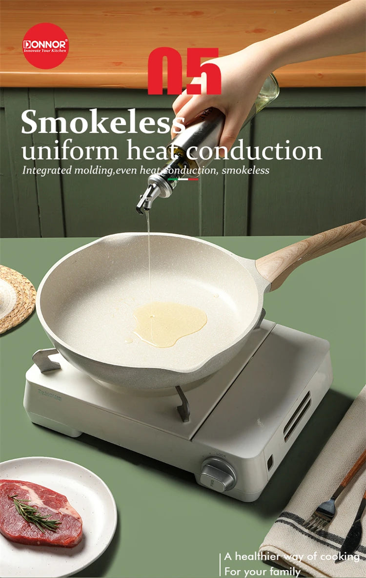 DONNOR Padella con coperchio Padella antiaderente a induzione Padella per uova in granito Padelle per frittata con manico resistente al calore JT280